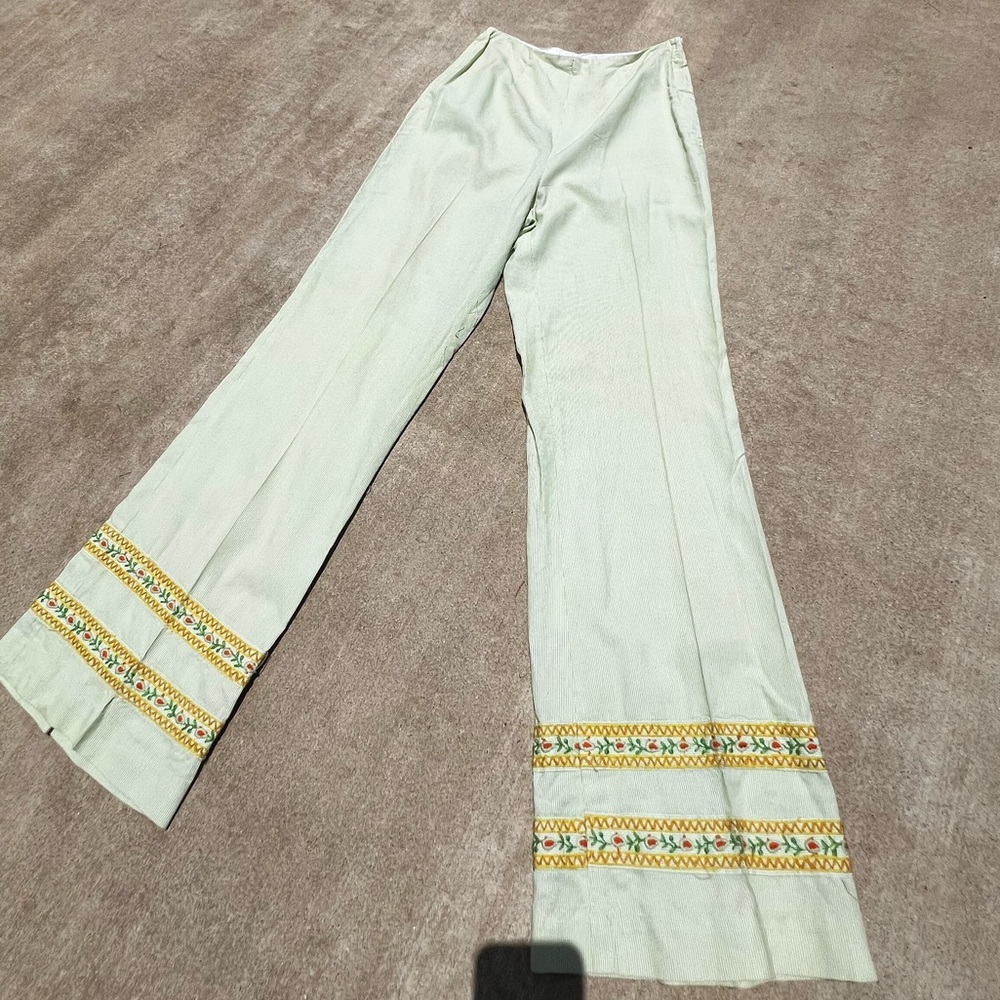 Handmade 70’s Flare Pants with Embroidered Trim